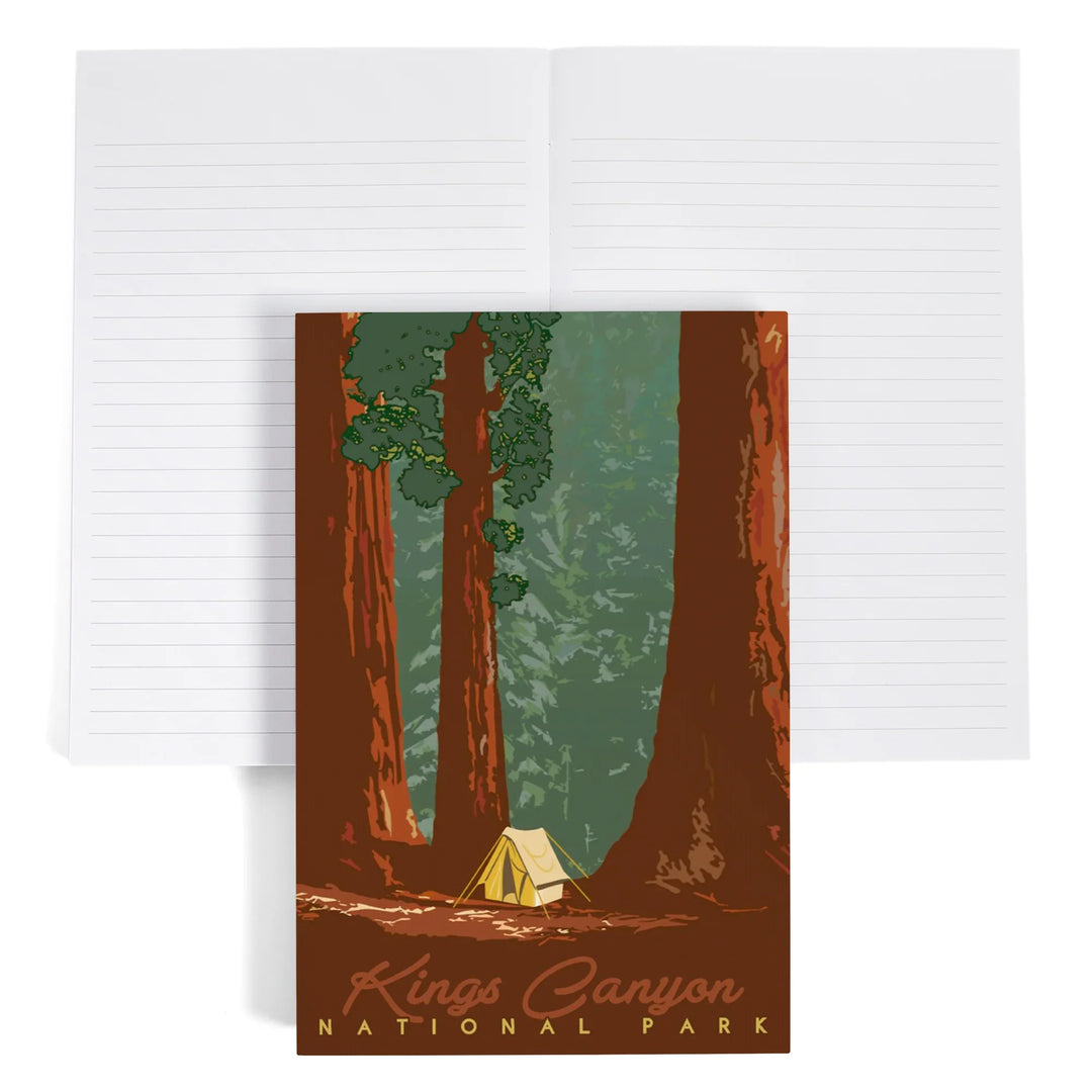 Lined 6x9 Journal, Kings Canyon National Park, California, Redwood Forest View, Sequoias and Tent Press, Lay Flat, 193 Pages, FSC paper