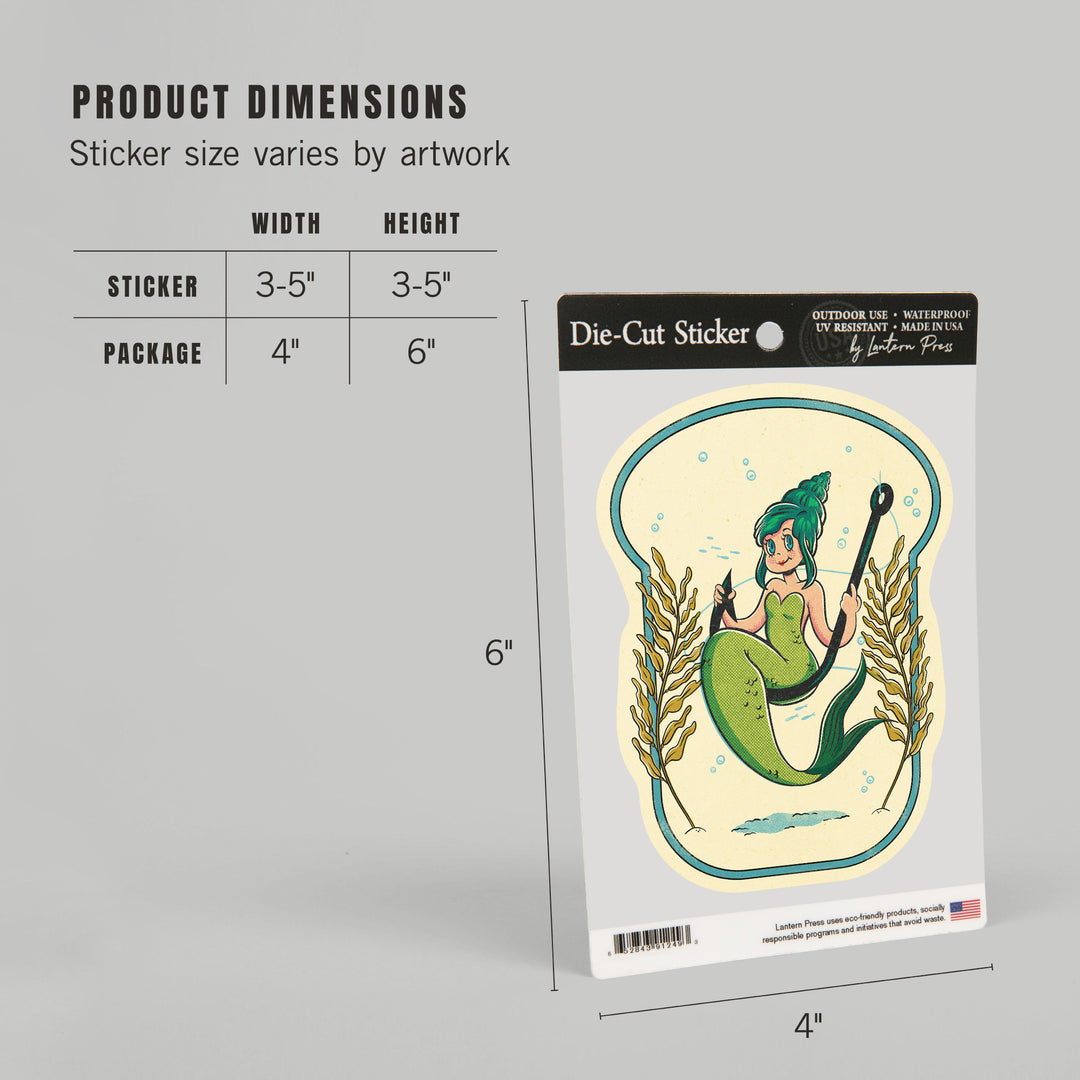 Vintage Mascot, Mermaid, Vinyl Sticker
