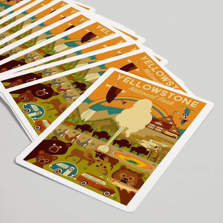 Playing Cards, Yellowstone National Park, Wyoming, Geometric National Park Series, 52 Card Deck with Jokers in Box, Unique Art