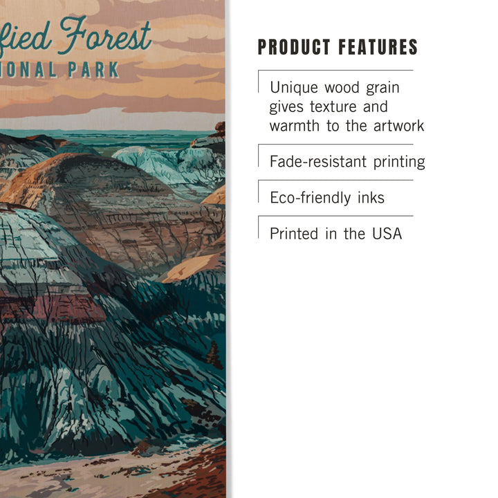 Petrified Forest National Park, Arizona, Painterly National Park Series, Wood Signs and Postcards