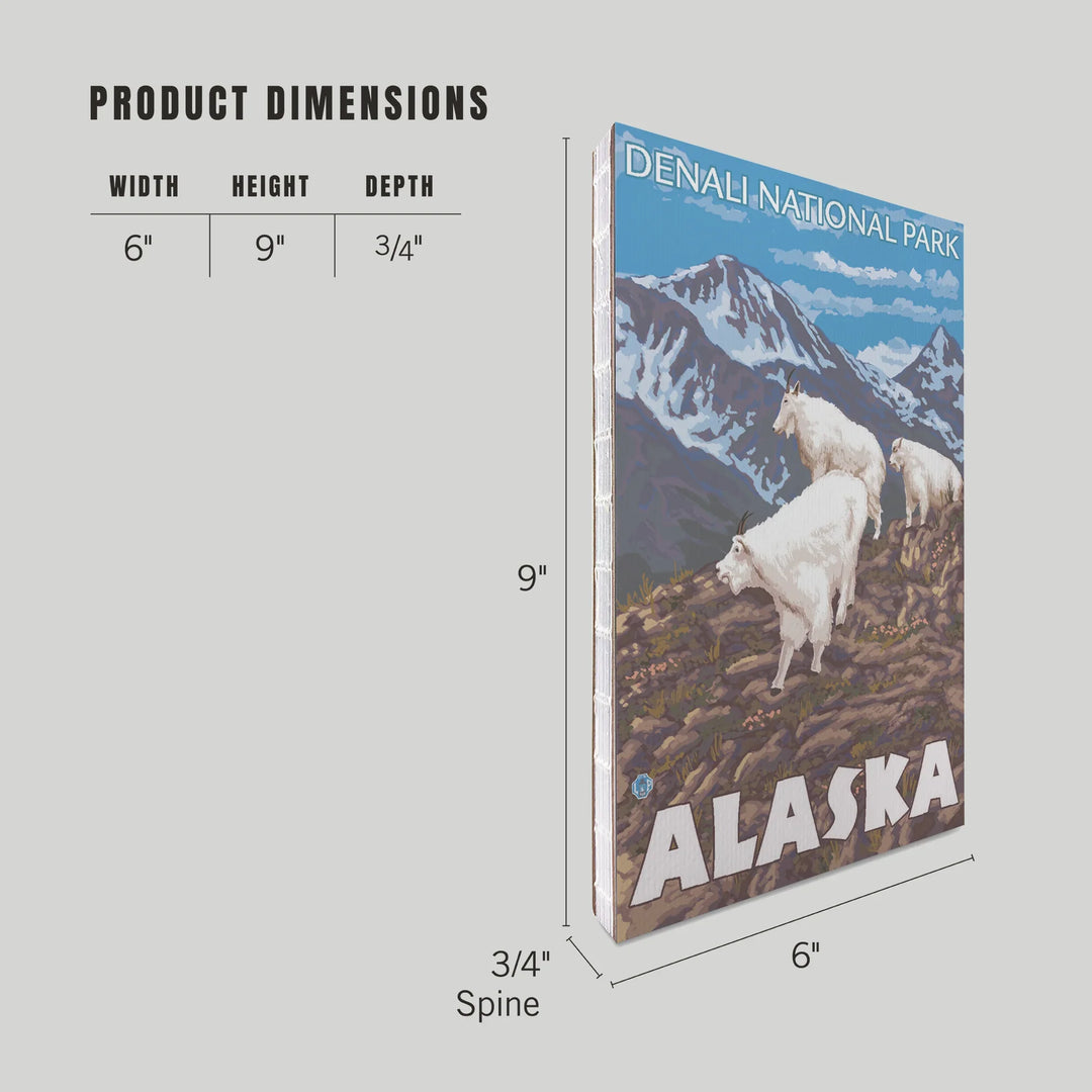 Lined 6x9 Journal, Mountain Goats Scene, Denali National Park, AK, Lay Flat, 193 Pages, FSC paper