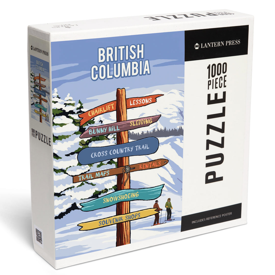 British Columbia, Signpost, Ski and Snow, Jigsaw Puzzle