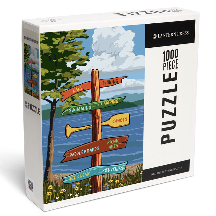 Signpost, Lake and Flowers, Jigsaw Puzzle