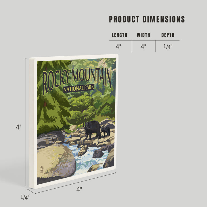 Rocky Mountain National Park, Colorado, Black Bears and Stream, Coasters