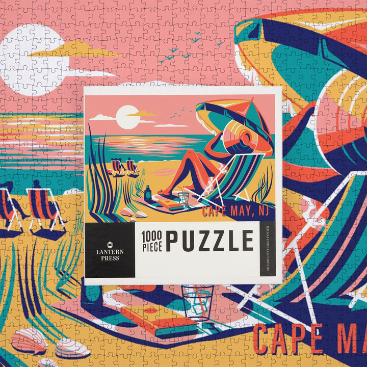 Cape May, New Jersey, Beach Bliss Collection, Woman at the Beach, Jigsaw Puzzle