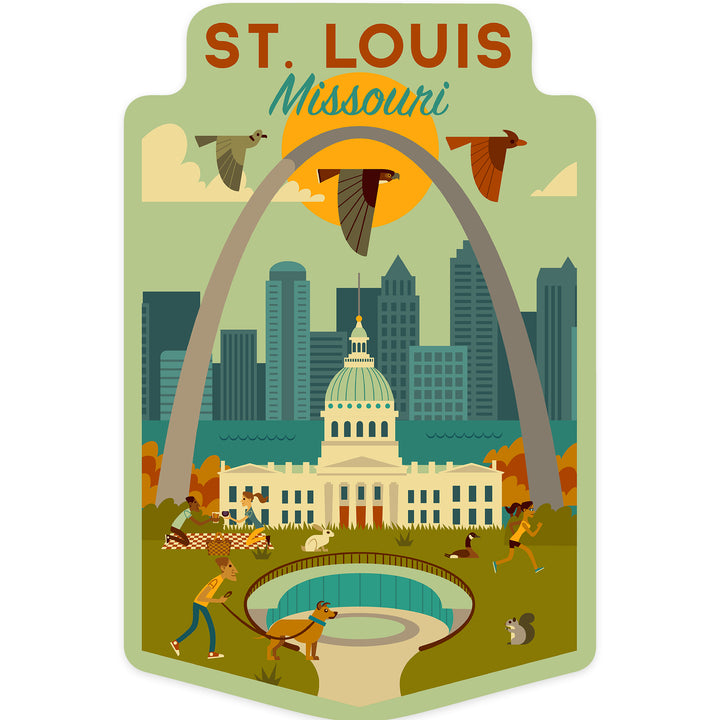 St. Louis, Missouri, Geometric National Park Series, Contour, Vinyl Sticker