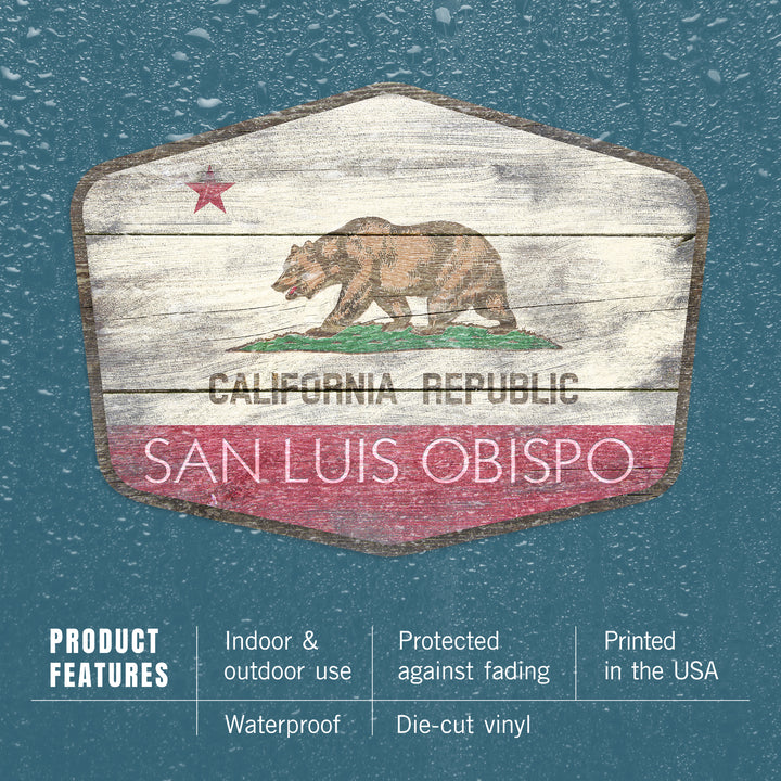 San Luis Obispo, California, Rustic State Flag, Contour, Vinyl Sticker