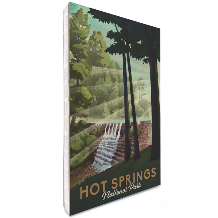 Lined 6x9 Journal, Hot Springs National Park, Arkansas, Lithograph National Park Series, Lay Flat, 193 Pages, FSC paper