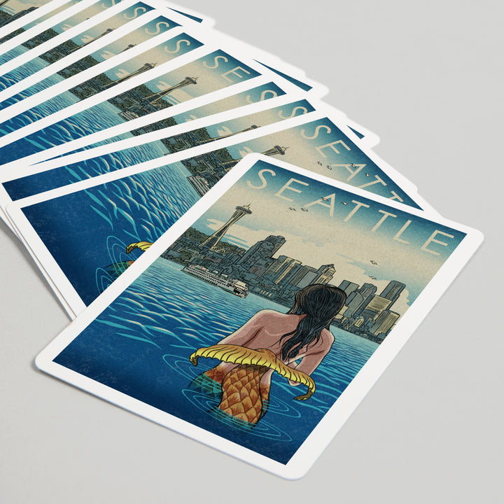Playing Cards, Seattle, Washington, Mermaid, 52 Card Deck with Jokers in Box, Unique Art