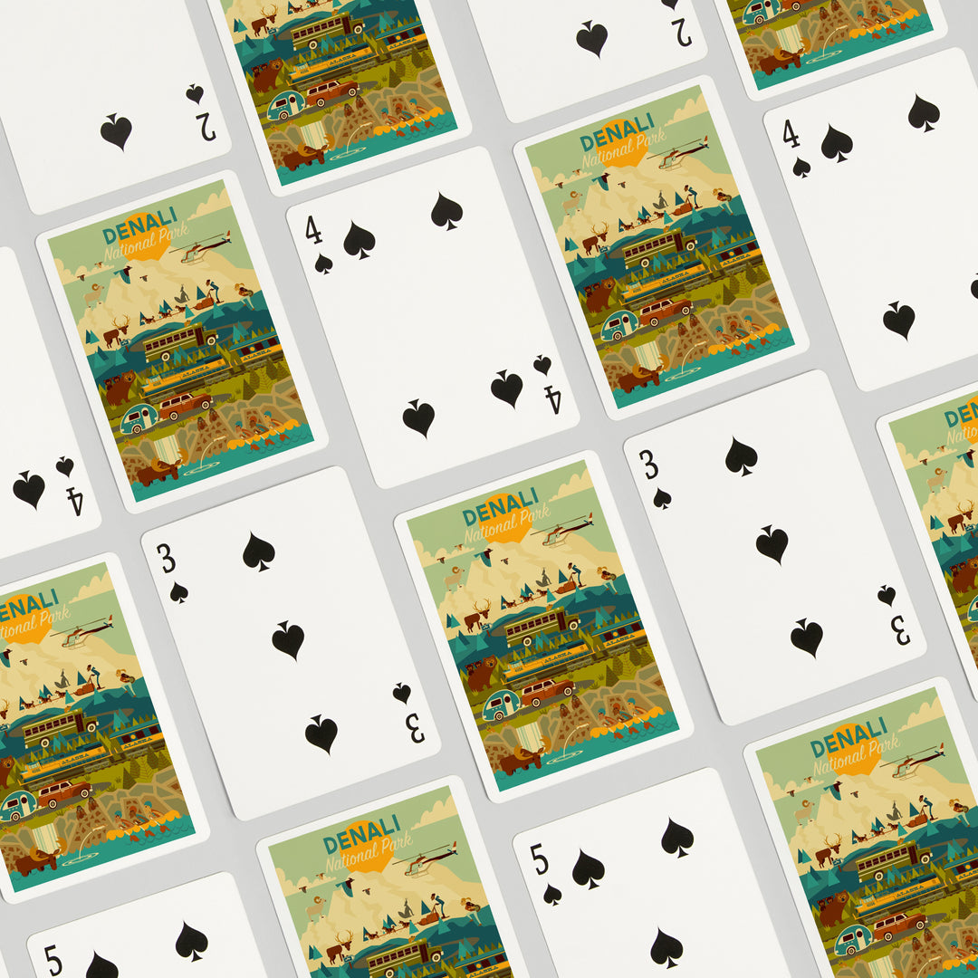 Playing Cards, Denali National Park and Preserve, Geometric National Park Series, 52 Card Deck with Jokers in Box, Unique Art