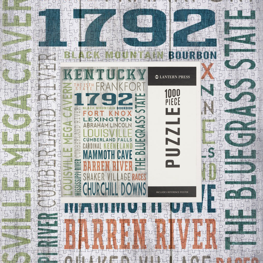 Kentucky, Rustic Typography, 1000 Piece Jigsaw Puzzle