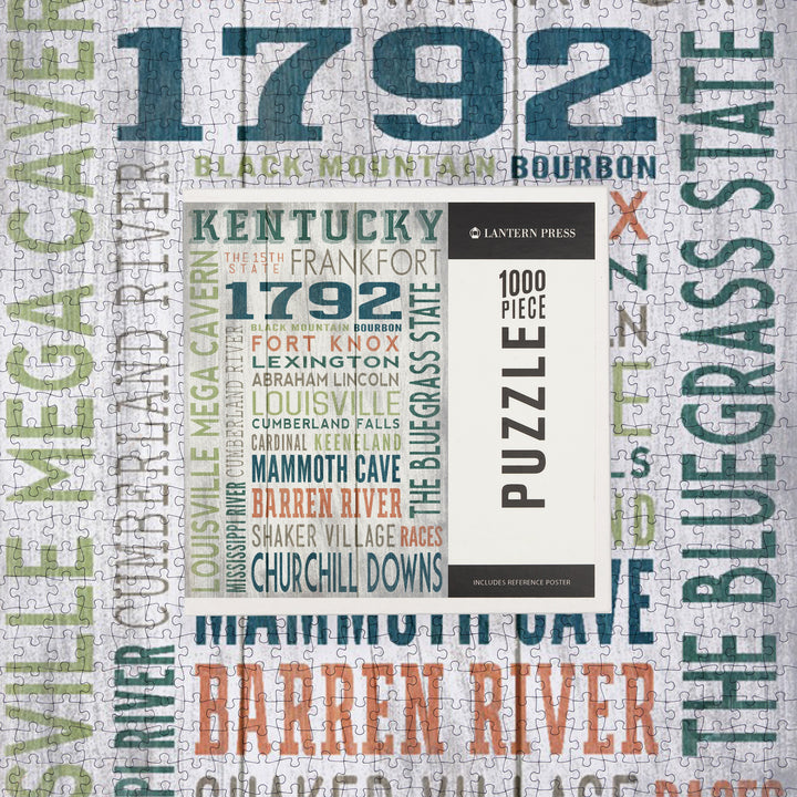 Kentucky, Rustic Typography, 1000 Piece Jigsaw Puzzle