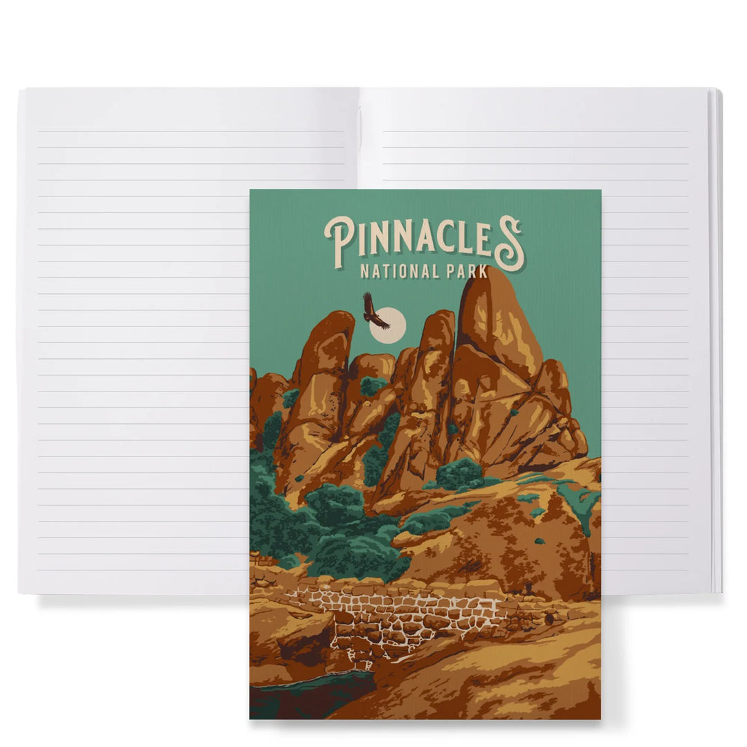 Lined 6x9 Journal, Pinnacles National Park, California, Painterly National Park Series, Lay Flat, 193 Pages, FSC paper