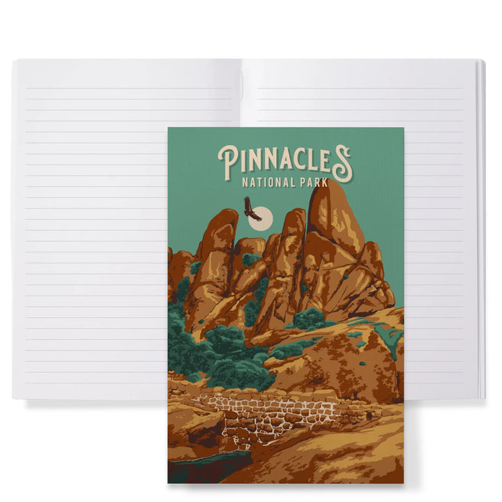 Lined 6x9 Journal, Pinnacles National Park, California, Painterly National Park Series, Lay Flat, 193 Pages, FSC paper