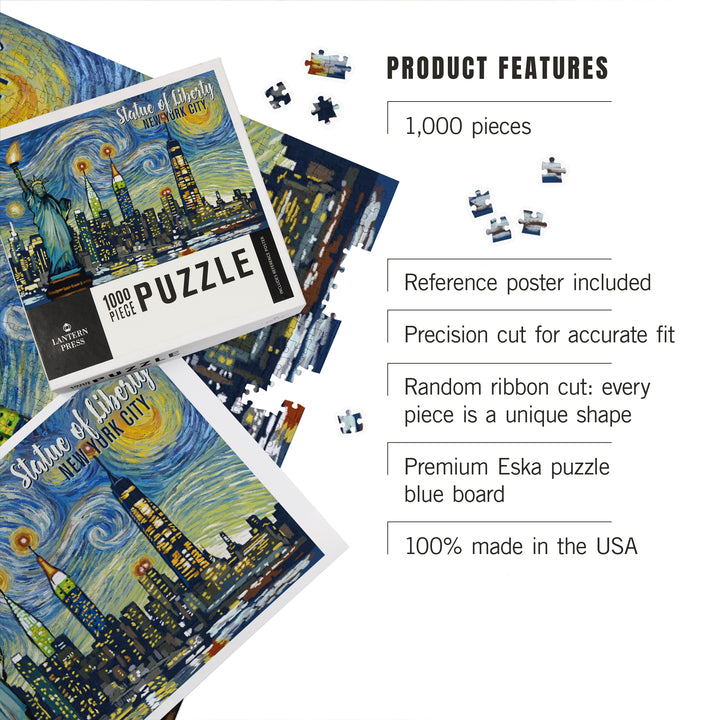 New York City, New York, Statue of Liberty, Starry Night City Series, Jigsaw Puzzle