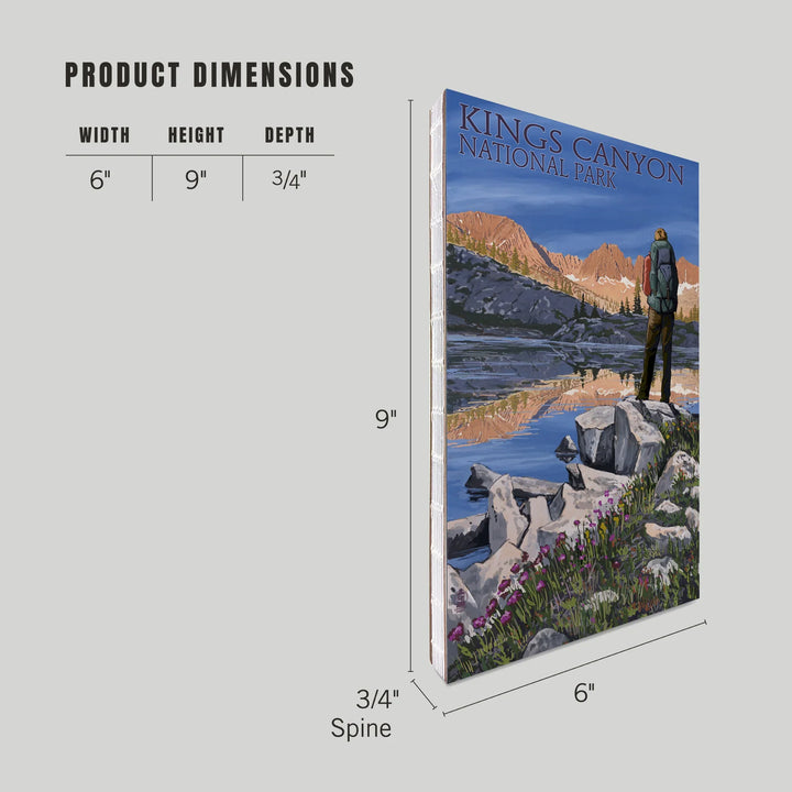 Lined 6x9 Journal, Kings Canyon National Park, California, Hiker and Lake, Lay Flat, 193 Pages, FSC paper