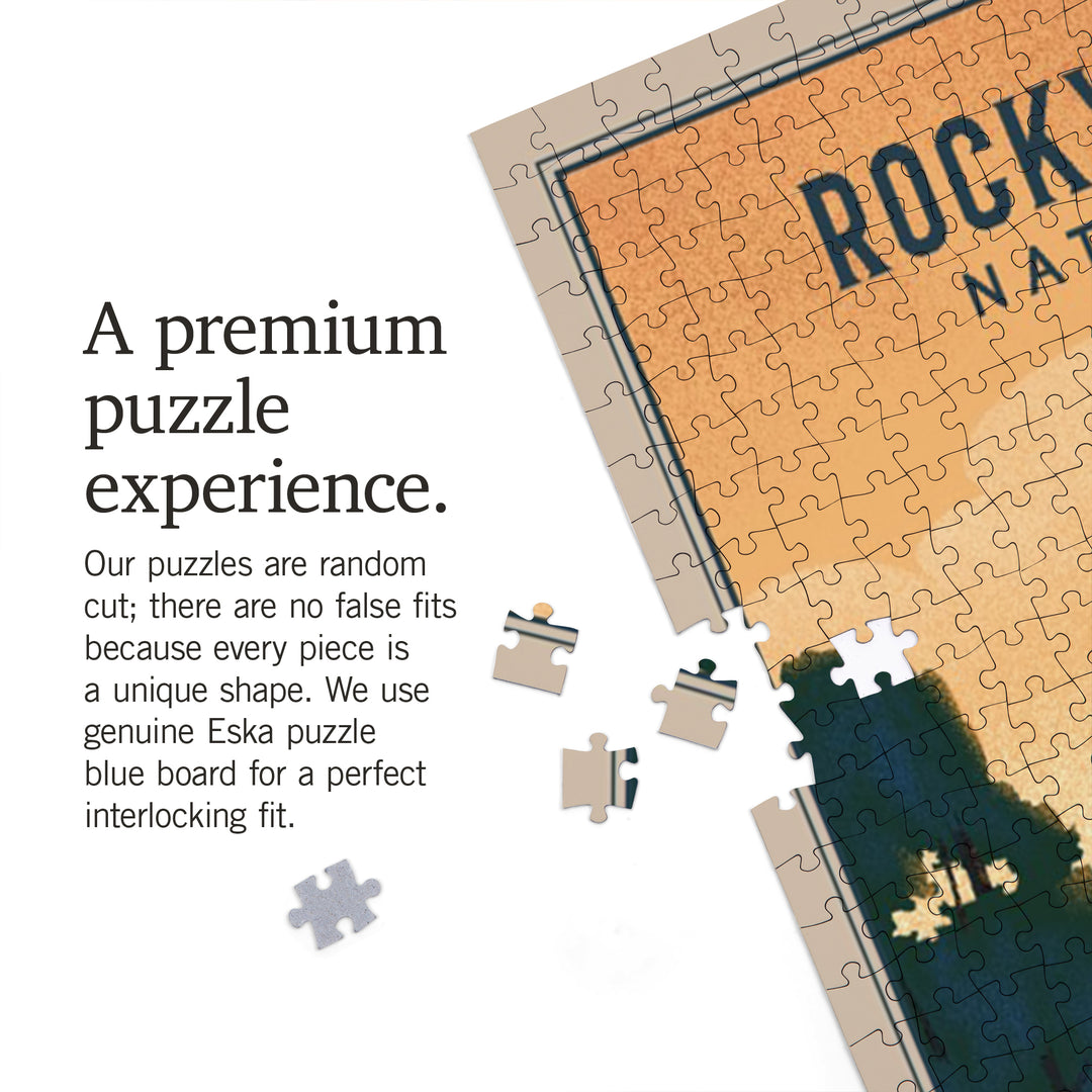 Rocky Mountain National Park, Black Bear and Lake, Lithograph, 1000 Piece Jigsaw Puzzle