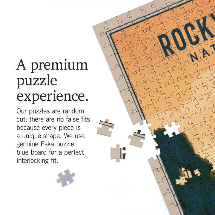 Rocky Mountain National Park, Black Bear and Lake, Lithograph, 1000 Piece Jigsaw Puzzle