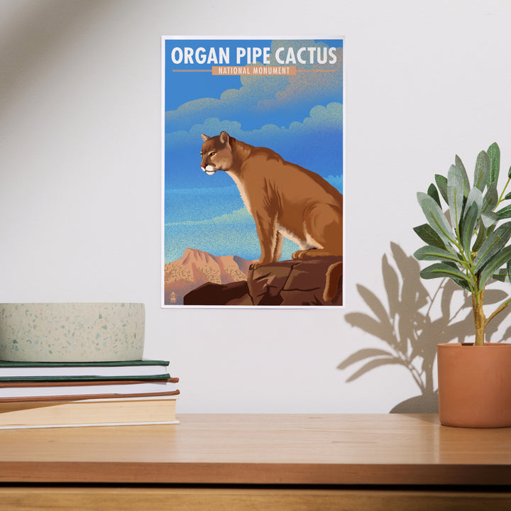 Organ Pipe Cactus National Monument, Arizona, Mountain Lion, Lithograph, Art & Giclee Prints