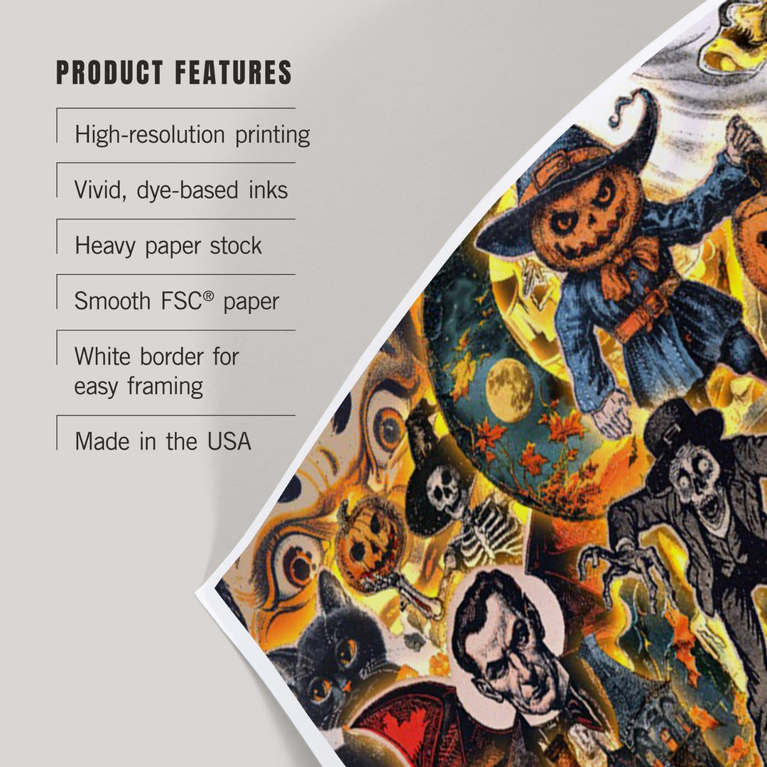 Vintage Halloween Collage, Art & Giclee Prints