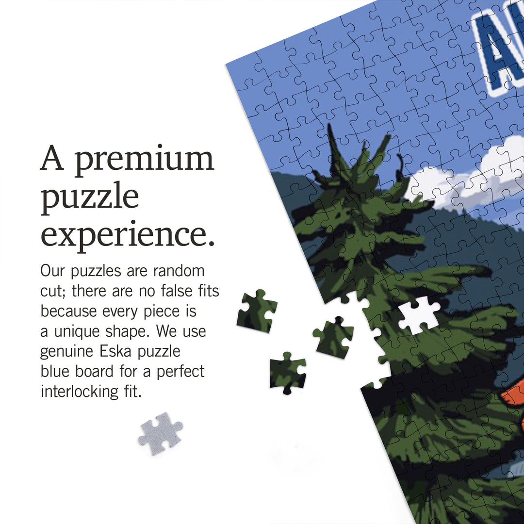 Alaska, Signpost, Lake and Bear, Jigsaw Puzzle