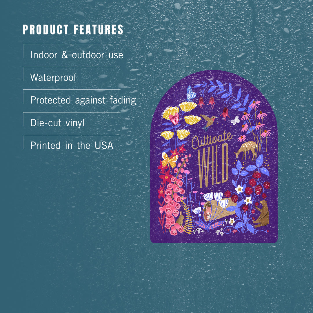 Cultivate Wild, Floral, Vinyl Sticker