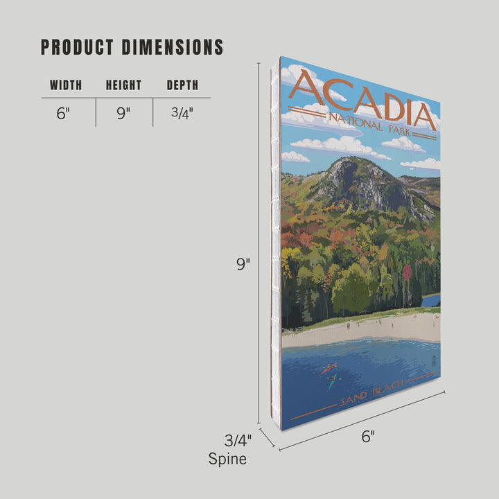 Lined 6x9 Journal, Acadia National Park, Maine, Sand Beach Scene, Lay Flat, 193 Pages, FSC paper