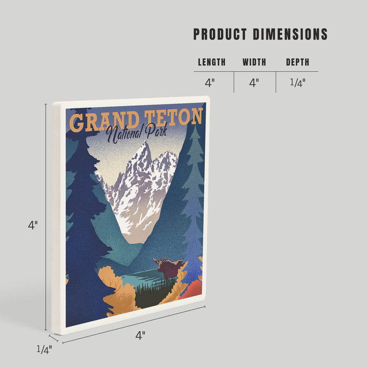 Grand Teton National Park, Wyoming, Lithograph, Coasters
