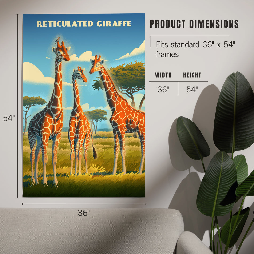 Lithograph Wildlife, Reticulated Giraffe, Art & Giclee Prints