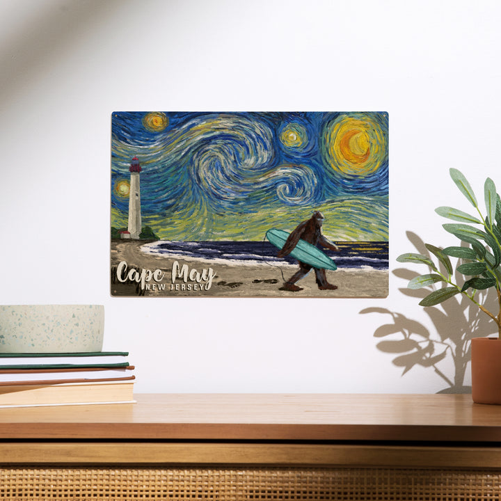 Cape May, New Jersey, Starry Night, Bigfoot on, Wood Sign and Postcards