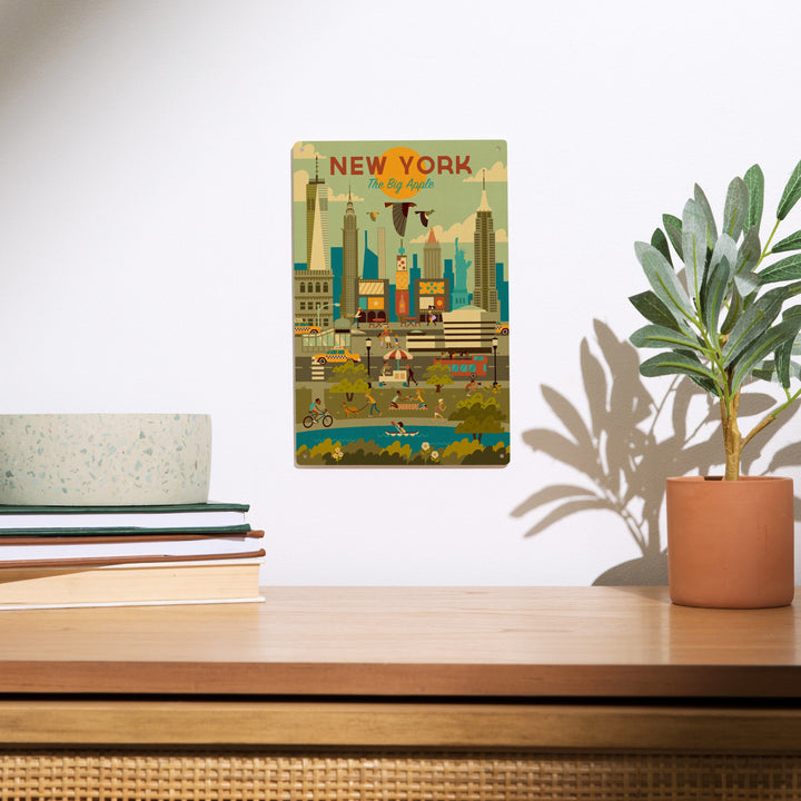New York City, Geometric City Series, Lantern Press Artwork, Wood Signs and Postcards