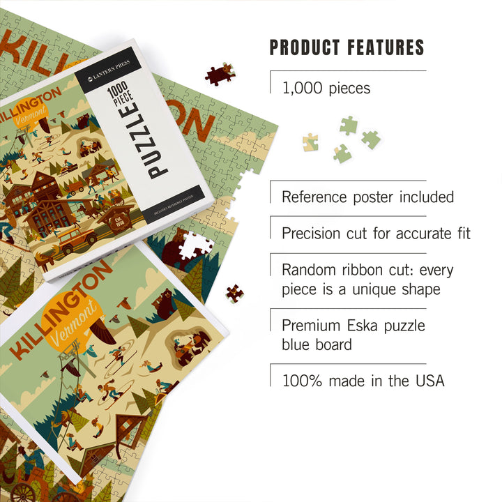 Killington, Vermont, Ski Resort, Geometric, 1000 Piece Jigsaw Puzzle