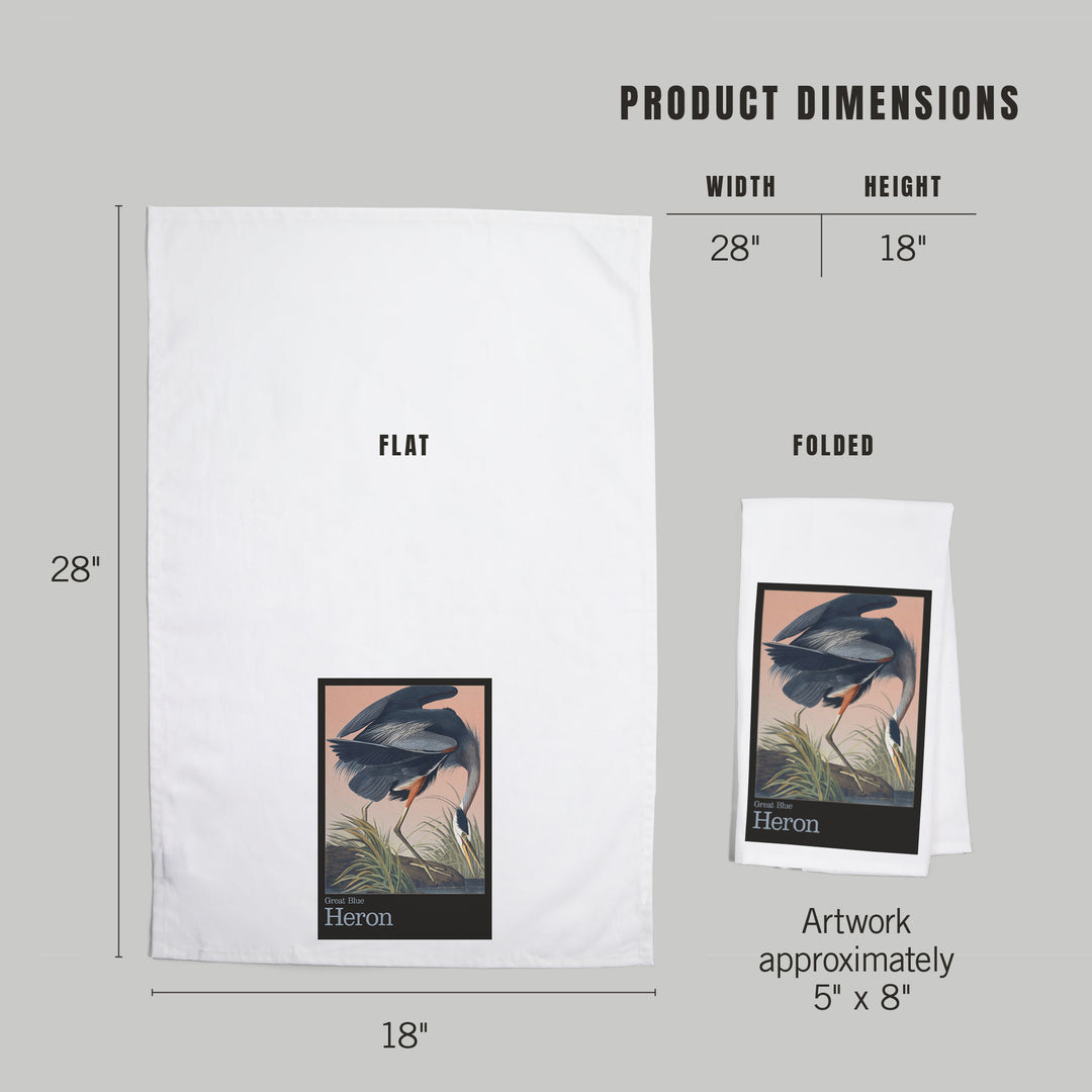 Audubon Birds of North America, Blue Heron, Organic Cotton Kitchen Tea Towels