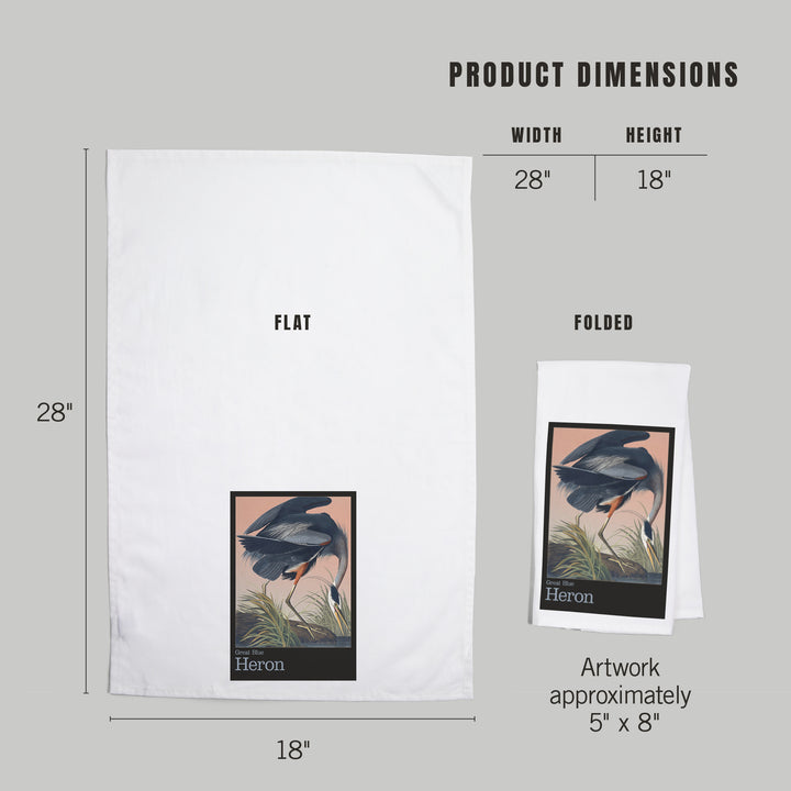 Audubon Birds of North America, Blue Heron, Organic Cotton Kitchen Tea Towels