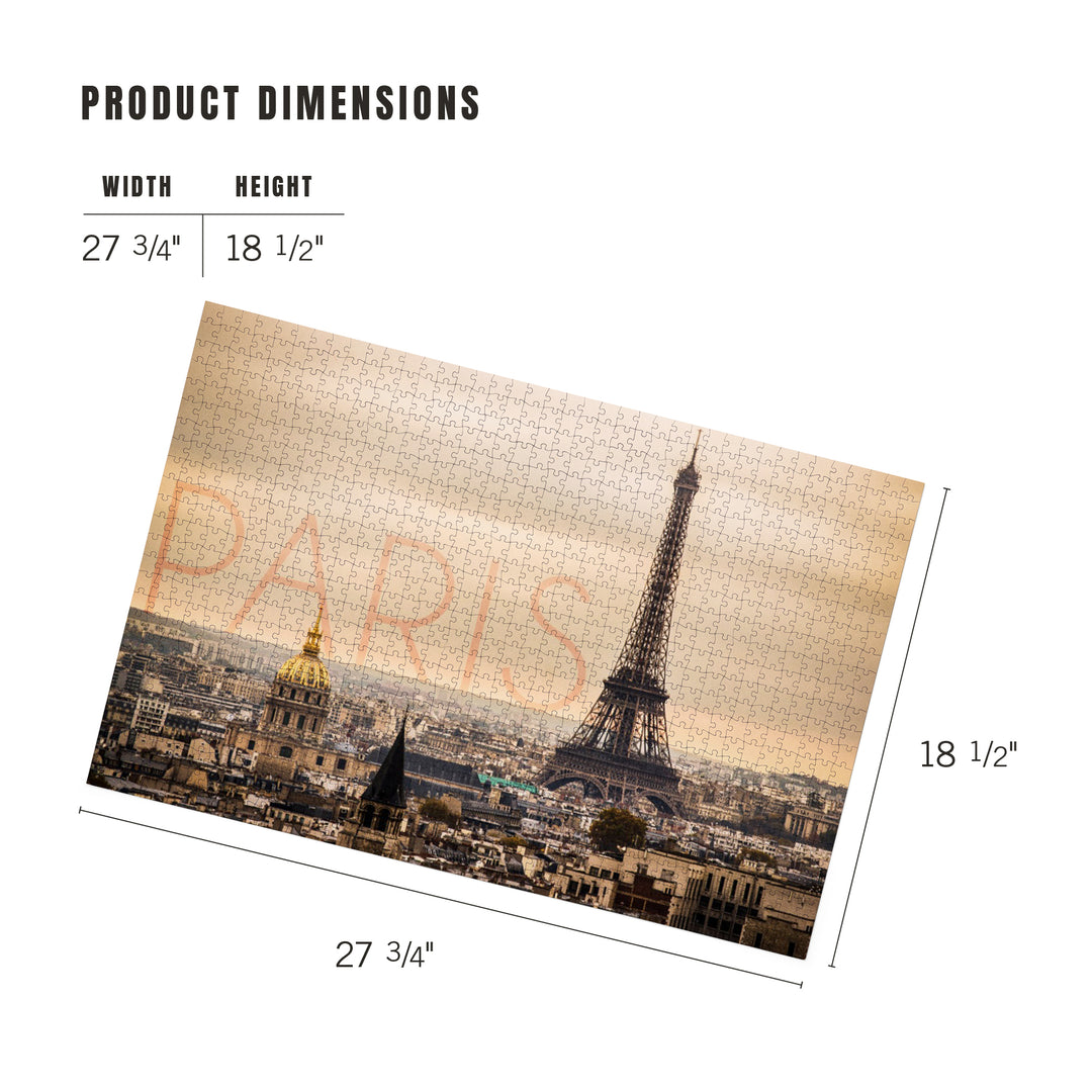 Paris, France, City Aerial View and Eiffel Tower, 1000 Piece Jigsaw Puzzle