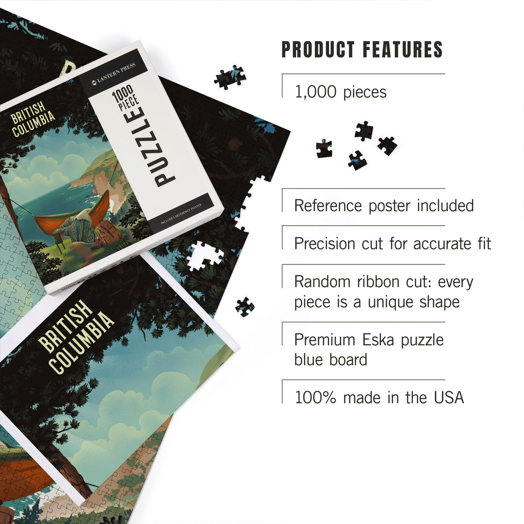 British Columbia, Today's Office, Coastal Series, Hammock on Beach, 1000 Piece Jigsaw Puzzle