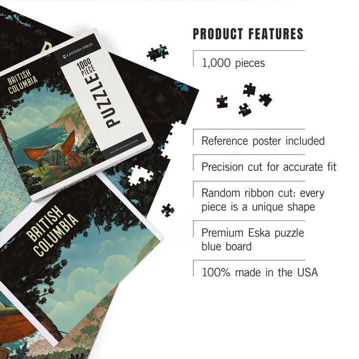 British Columbia, Today's Office, Coastal Series, Hammock on Beach, 1000 Piece Jigsaw Puzzle