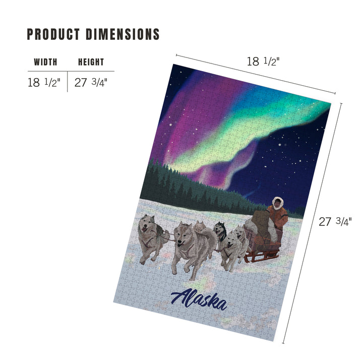 Alaska, Northern Lights, Dog Sled, Jigsaw Puzzle