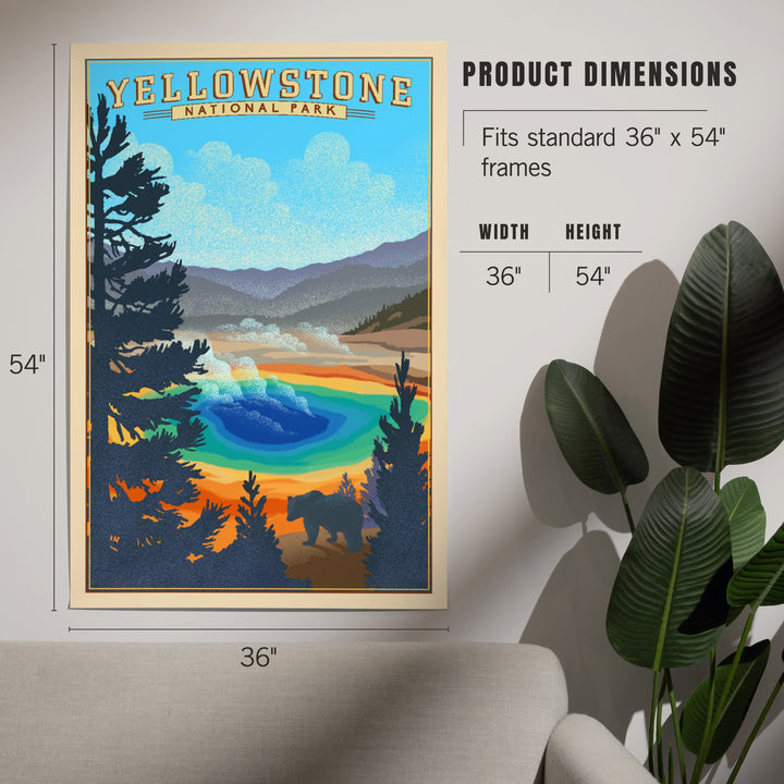 Yellowstone National Park, Wyoming, Grand Prismatic Spring, Lithograph, Art & Giclee Prints
