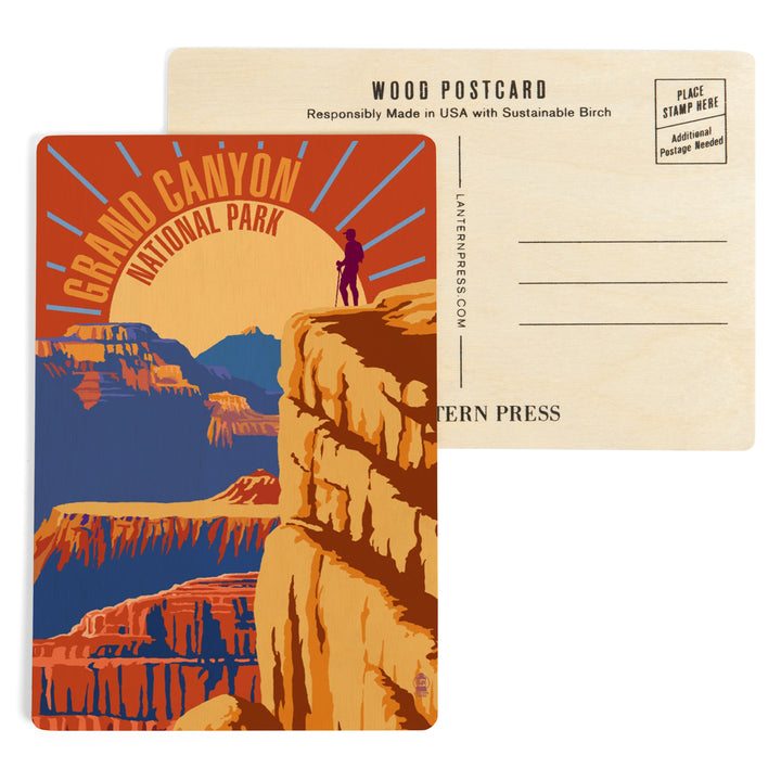 Hiker in Grand Canyon National Park, Psychedelic, Wood Sign and Postcards