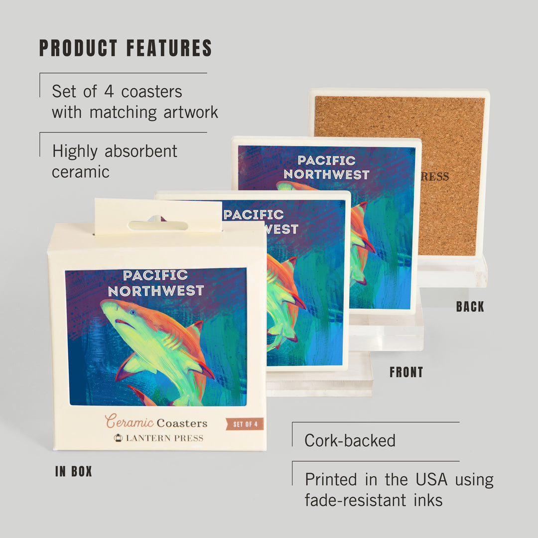 Pacific Northwest, Vivid, Blacktip Shark, Coasters
