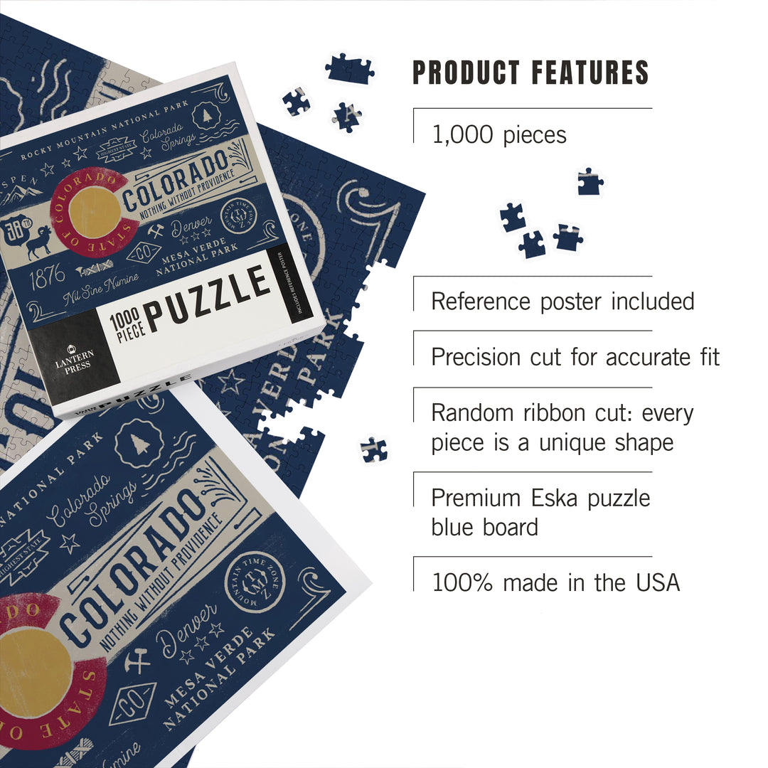 Colorado, Illustrated State Flag, State Series, 1000 Piece Jigsaw Puzzle