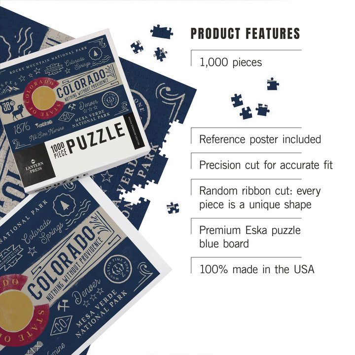 Colorado, Illustrated State Flag, State Series, 1000 Piece Jigsaw Puzzle