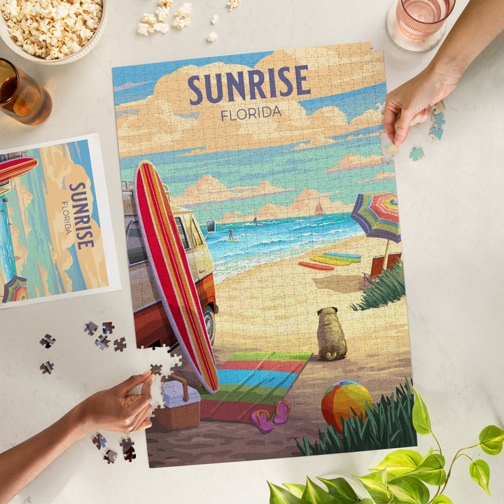 Sunrise, Florida, Beach Activities, Painterly, Jigsaw Puzzle