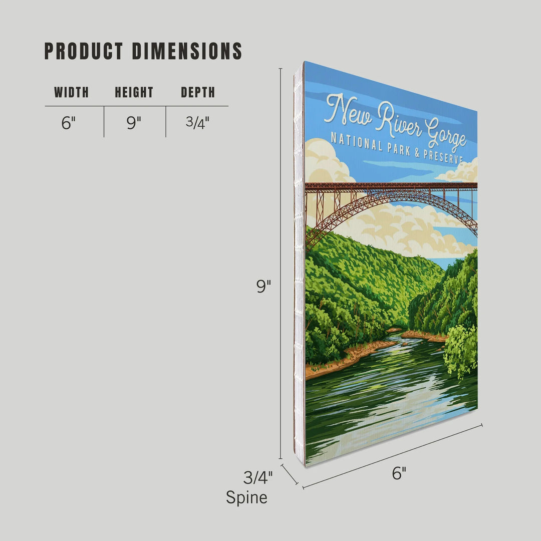 Lined 6x9 Journal, New River Gorge National Park, West Virginia, Painterly National Park Series, Lay Flat, 193 Pages, FSC paper