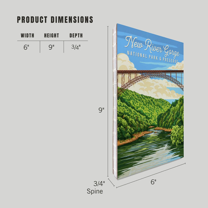 Lined 6x9 Journal, New River Gorge National Park, West Virginia, Painterly National Park Series, Lay Flat, 193 Pages, FSC paper