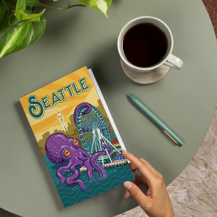 Lined 6x9 Journal, Seattle, Washington, Giant Octopus, Lay Flat, 193 Pages, FSC paper