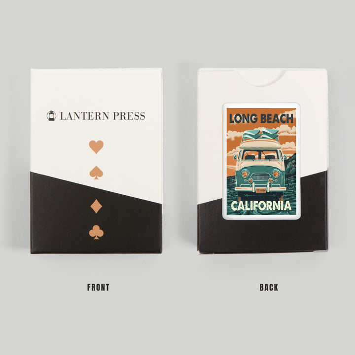 Playing Cards, Long Beach, California, Camper Van, 52 Card Deck with Jokers in Box, Unique Art