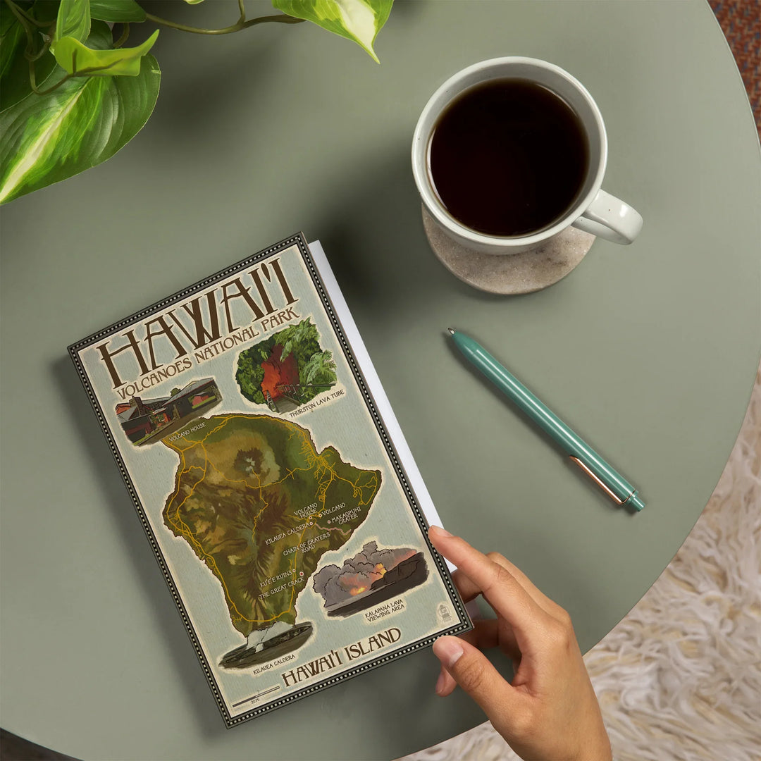 Lined 6x9 Journal, Hawaii Volcanoes National Park, Map of Hawaii, Lay Flat, 193 Pages, FSC paper