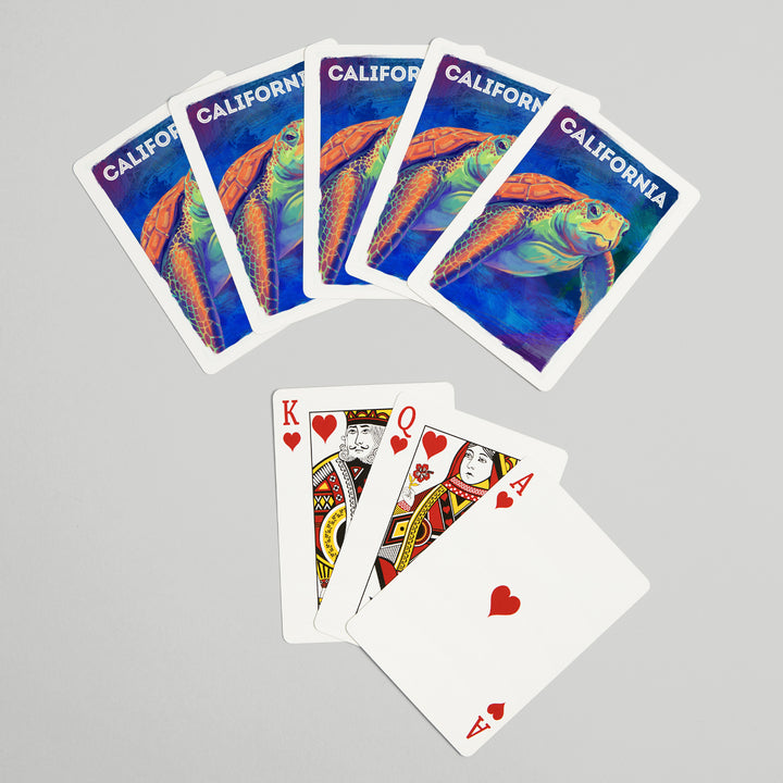 Playing Cards, California, Vivid, Sea Turtle, 52 Card Deck with Jokers in Box, Unique Art